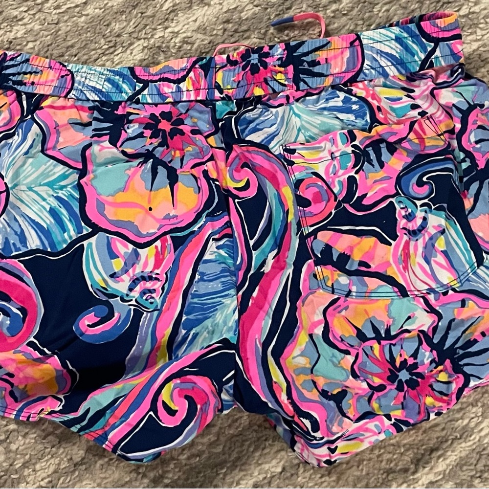 Lilly Pulitzer Pink and Blue Floral Athletic Shorts